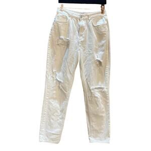 BDG White Distressed Mom Jean W29